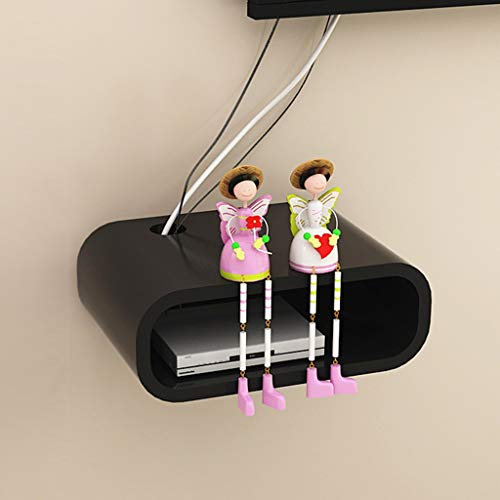 Floating Wall Mount Bracket for WiFi Router TV Box Set top Box Streaming Device Game Console Wall Shelf Black