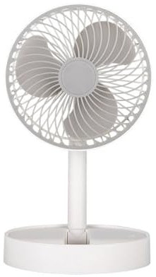 ABRILA- Ventilador Inalámbrico DC Portátil Jerico | Blanco/Gris | 5W | Recargable | Orientable | 3 Velocidades | Diseño Compacto