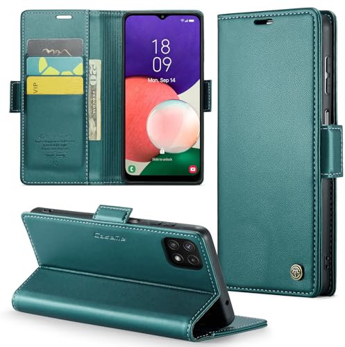 Phernykas Coque pour Samsung Galaxy A22 Étui Portefeuille Cover en Cuir PU Wallet avec Cartes Magnétique et RFID Protection Antivol Folio Housse Samsung A22 Case, Vert