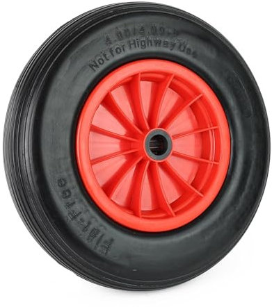 Home Beauty Pneumatic Wheel Air-Filled Tyres 4.8/4-8 | Heavy-Duty Replacement Wheels For Wheelbarrows, Hand Truck, Utility Cart, Garden Cart, Buggies (Red)