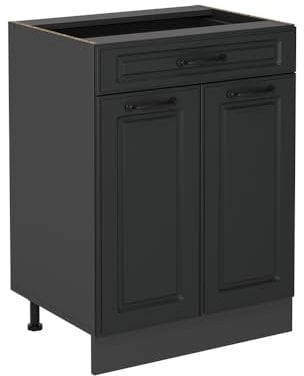Vicco Küchenunterschrank R-Line, Anthrazit Landhaus, 60 cm mit Schublade, ohne Arbeitsplatte