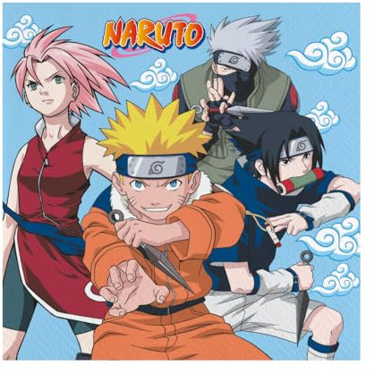 FIESTORA, Naruto Lot de 20 serviettes pour fête d'anniversaire à thème, design coloré et amusant, jetables et absorbants