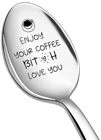 Funny Birthday Gifts for Best Friend Coffee Tea Spoon Gift for Best Friend Bestie Friendship Leaving Gifts for Friends BFF Enjoy Your Coffee Spoon Gifts for Women Sister Girlfriend Gifts