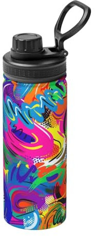 Colorful Spray Pattern Printed Insulated Water Bottle,Leak-Proof Thermal Bottle, Sports Bottle for Gym, Bike,Hiking,Gifts for Birthday Christmas,18oz