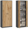 Kleiderschrank Mehrzweckschrank Regal anthrazit-Eiche 74cm breit 180cm hoch mit Vier Einlegeböden, Aktenschrank Haushaltsschrank Schrank Organizer aus Holz für Schlafzimmer Flur Keller Büro
