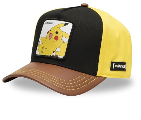 Capslab Pikachu Pokemon Schwarz Braun Gelb Verstellbare Snapback Cap - One-Size