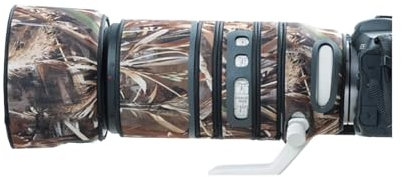 Housse d'objectif pour Canon RF 100-500 mm F4.5-7.1 L est USM Camouflage manchon de protection d'objectif d'appareil photo (couleur #Herbe fanée Camouflage - Imperméable) Housse de pluie