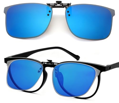 ZukqrymluvIQ Occhiali da sole polarizzati clip on occhiali da sole, occhiali UV400 antiriflesso per auto, viaggi e sport all'aria aperta, blu