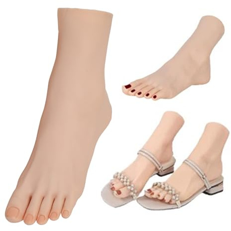 Practice Foot Model Soft Silicone Flexible Bendable Model Manicure Tool Fake Nail Foot for Nail Tips Art Training for Home Salon DIY (Left)