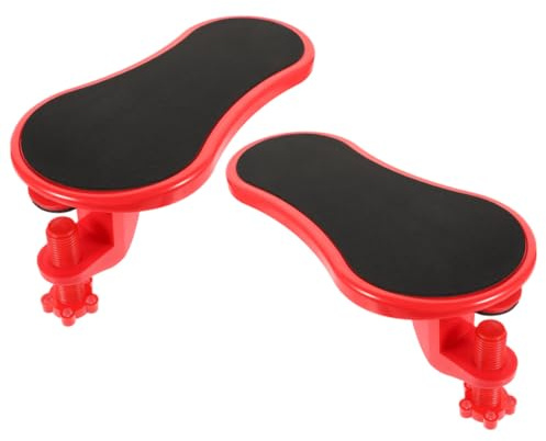 FONDOTIN 2 Stück Ergonomische Computer Armstütze Handgelenkstütze für Schreibtisch Rot Verstellbar Komfortable Maus Handauflage für Büro und Zuhause Entlastet Handgelenke und Schultern