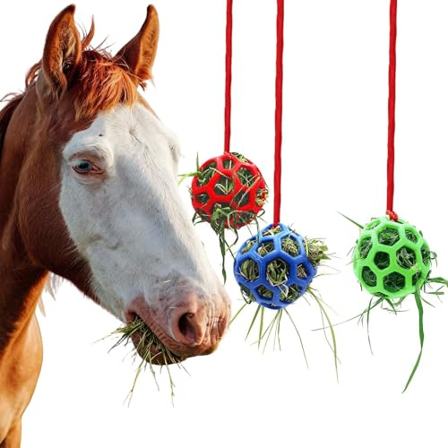 Xolear 3 Stück Heuball Pferd, Hängende Slow Feeder Pferd, Hay Feeder Toy | Multifunktional Pferdespielzeug für Pflanzenfresser wie Rinder, Pferde und Schafe und kann Stress Abbauen