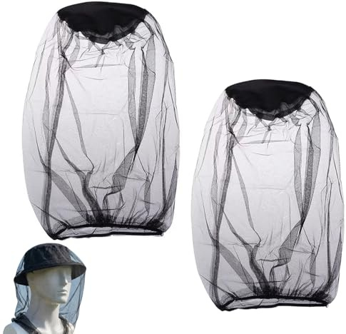 2 piezas de mosquiteras para la cabeza para exteriores, protección ultra amplia contra mosquitos y moscas para camping, senderismo, pesca y jardinería, malla extra fina, transpirable, universal para