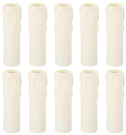 Ubric Cache-douilles 25 x 100 mm, lot de 10 manchons en plastique blancs pour douilles E14, compatibles avec les candélabres.