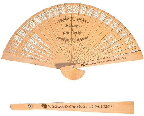 Personalised Carved Wooden Hand Fans 1-100 Pc, Customisable with Text and Logo, for Baby Shower, Wedding hand Fans, Bride to Be Folding Fan, Bridesmaid Favors, Party Gifts