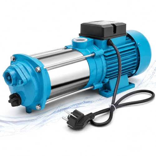 Bomba de jardín 1300W 4000L/H, bomba de agua eléctrica centrífuga, bomba de superficie de acero inoxidable 9,8 bar, altura de descarga 98 m, bomba de riego de agua clara para jardín, granja, estanque