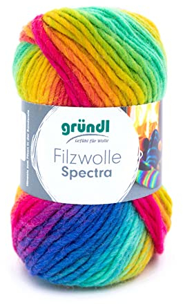 Gründl Filzwolle Spectra, (OEKO-TEX zertifiziert, 100% Schurwolle zum Filzen, 100 g / 100 m, 1 Knäuel á 100 g), carneval multicolor