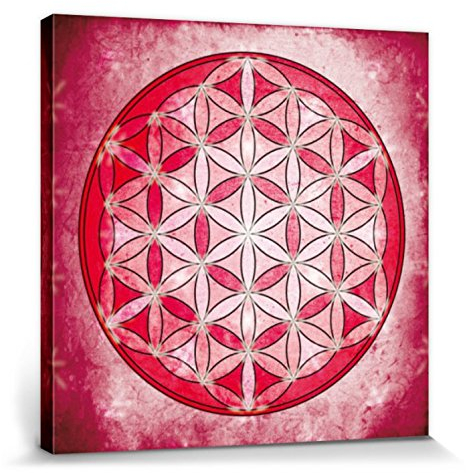 1art1 Mandalas Poster Die Blume des Lebens, Element Luft Bilder Leinwand-Bild Auf Keilrahmen | XXL-Wandbild Poster Kunstdruck Als Leinwandbild 70x70 cm