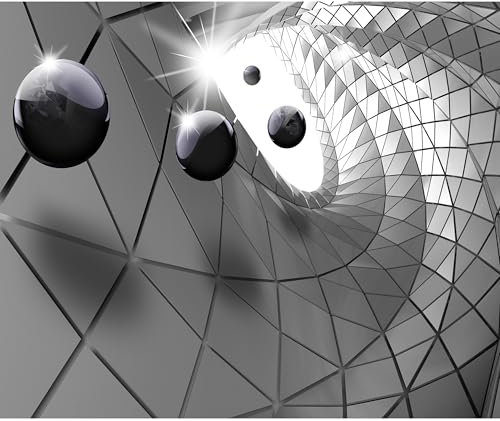 decomonkey Fototapete 3d Effekt Abstrakt 350x256 cm XXL Design Tapete Fototapeten Vlies Tapeten Wandtapete Vliestapete moderne Wandbild Wand Schlafzimmer Wohnzimmer Kugeln Modern grau
