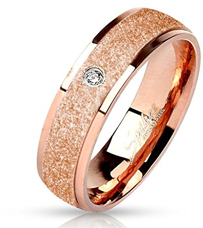 viva-adorno® Damen Edelstahl Ring roségold mit diamantierter Oberfläche und Zirkonia RS57 Gr. 50