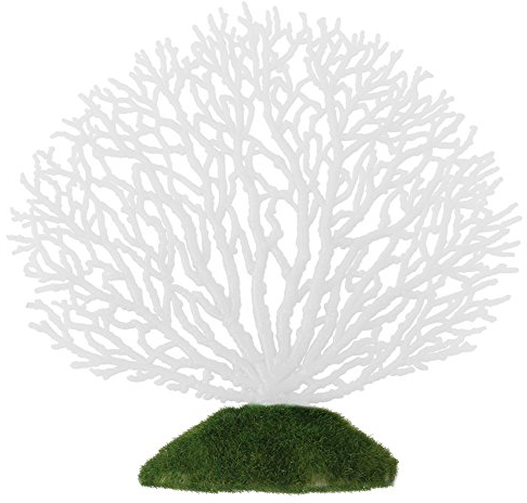 Fdit Künstliche Ornament Streifen Korallen Pflanze Ornament Glowing Effect Silikon Künstliche Dekoration für Aquarium Aquarium Landschaft(weiß)