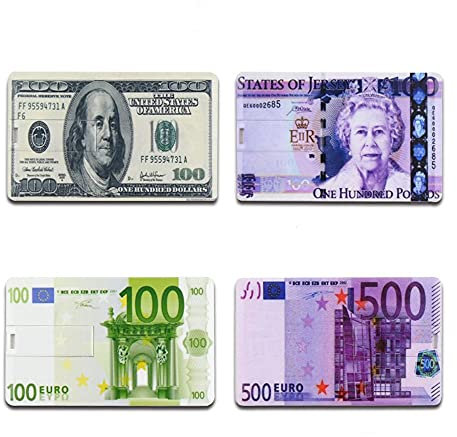 E.T. INSIDE™ 4-Pcs 16GB Memoria USB Súper Delgado USB Flash Drives Diseño de Tarjeta de Crédito Impermeable 100 US-Dollars