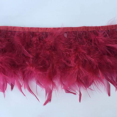 Sowder 1,8 m plumas de pavo con flecos para vestido de novia, costura, manualidades, decoración de disfraces (burdeos)