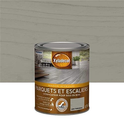 Xyladecor - Vitrificateur pour Sols Intérieurs en Bois Toutes Pièces - Parquets et Escaliers - Haute Résistance - Couleur : Satin Gris Tendance - Quantité : 0,75L - 5324767