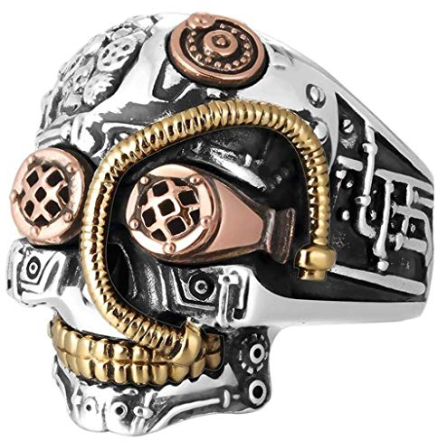 Vektenxi Steampunk Schädel Ringe für Männer Frauen Biker Schmuck Cool Gothic Golden Sugar Skull 10 Langlebig und praktisch