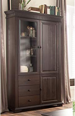 möbelando Kombi-Vitrine Standschrank Vitrinenschrank Standvitrine Schrank Lynea I Kolonial