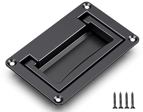 YUDTKK Zinc Alloy Recessed Pull Handle Container Handle Black Flush Lift Recessed Door Handle,4.33 Inch,1 Pack