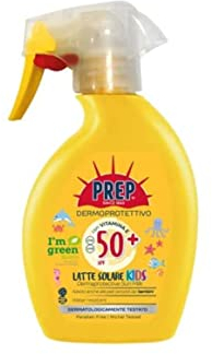 Prep, Latte Solare Kids Dermoprotettivo SPF 50+, Spray Solare Bambini, Protezione Solare Raggi UVA e UVB, con Glicerina e Vitamina E, Dermatologicamente Testato, Formato 200 ml