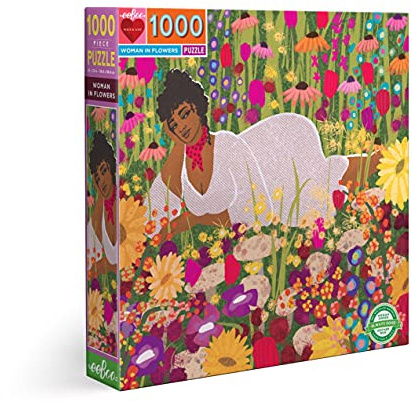 eeBoo Mikai 1000 Teile Woman in Blumen-Puzzle Erwachsene aus recyceltem Karton-PZTWFL