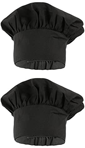 H HANSEL HOME 2 Gorros de Chef Gorro Cocinero para Adulto con Elástico Negro