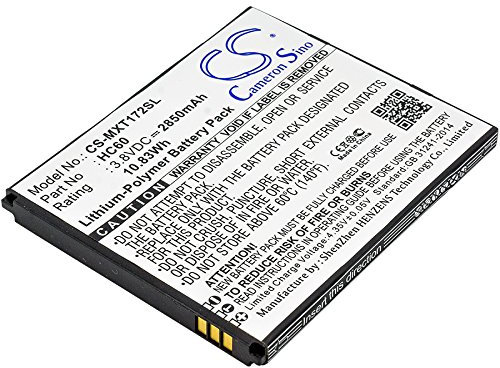 TECHTEK Battery 2850mAh compatible with [Motorola] Moto C Plus, Moto C Plus Dual SIM, XT1723, XT1724, XT1725 replaces HC60