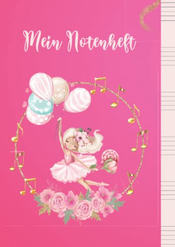 Notenheft für Kinder: Musikheft Din A4 mit 6 Notenlinien ohne Hilfslinien Notenlinienheft Große Linien 100 Seiten Notenblätter Blanko für Klavier Musik Leer Notenbuch für Anfänger & Schule. Notenblock