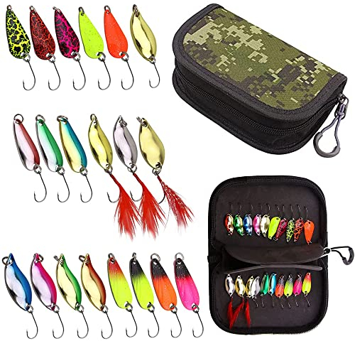 Mavicen 20 Pièces Fishing Kit Leurres à Truites de Pêche, Leurres Appâts de Pêche Truite et Basse, Leurres de Pêche en Métal Adaptées aux Sorties de Pêche