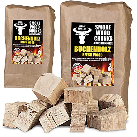 Räucherklötze Smoker Grill Chunks für BBQ Buche Räuchern 4 kg XXXXL Räucherofen Wood Grillen Smoken Zubehör Smoke Raeuchern Feuerschale Chips Grillmaster