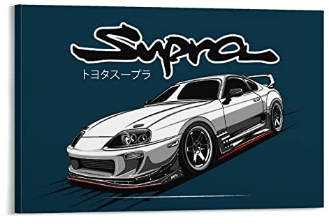 ASDSA JDM-Auto-Poster, Toyota Supra A80, dekoratives Gemälde, Leinwand, Wandkunst, Wohnzimmer, Poster, Schlafzimmer, Gemälde, 60 x 90 cm