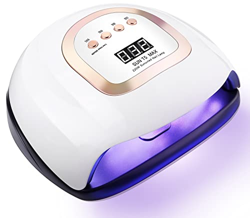 NEFLSI Lampe UV Sèche Ongles 220W Lampe UV LED pour Ongles Professionnel Automatique 47 LED avec Plaque Amovible y 4 Minuterie, Capteur Infrarouge écran LCD pour Vernis Semi-Permanent Gel Vernis