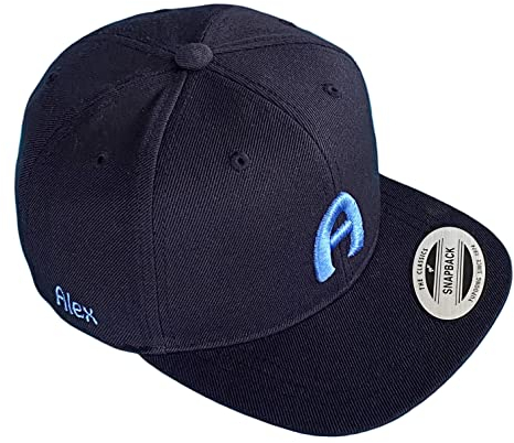 Schnoschi dunkelblaues Kindercap mit 3D Buchstaben und Namen Bestickt Kinder Cap Snapback 45-54 cm Umfang
