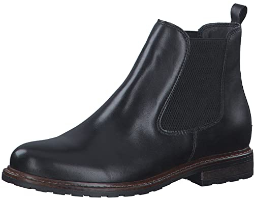 Tamaris donna Stivaletti, signora Stivaletti Chelsea,bottini,stivaletto slip-on,boots,stivaletti,stivaletto,piatto,BLACK LEATHER,39 EU