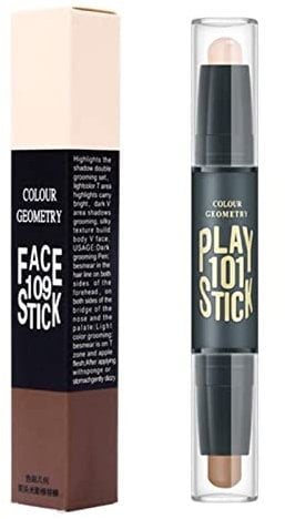 Dual-Ended Highlight Contour Stick, 2 in 1 Makeup Highlighters & Shading Stick, Full Coverage, Three-Dimensional, Bronzer, Color Corrector Concealer Stick (01#)