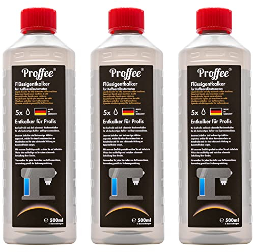 Proffee Entkalker | 3 x 500ml flüssiges Entkalker-Konzentrat | Für Kaffeevollautomaten, Espresso- & Filterkaffeemaschinen, Wasserkocher & Teekocher | Made in Germany
