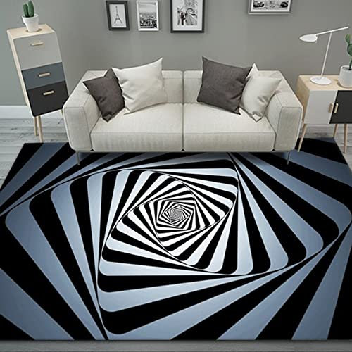 AZZRRO Kreativer Illusions-Teppich, 100x100cm Abstrakter geometrischer optischer Teppich, 3D-Trap-Effekt-Wirbel-Bodenmatte, Anti-Rutsch-Vlies Fußmatte für Zimmer