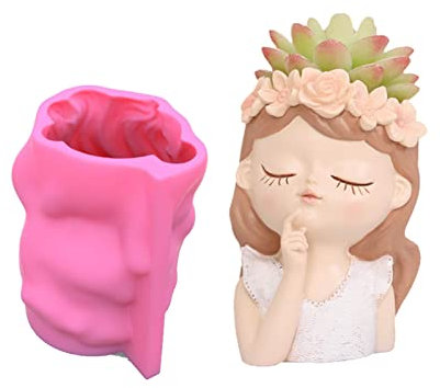 Pomurom Stampi in Silicone per Vasi di Fiori, Stampi in Silicone a Forma di Ragazza 3D per Argilla Epossidica Resina Cemento, Fai da te Arte Craft Portapenne Decorazione Casa