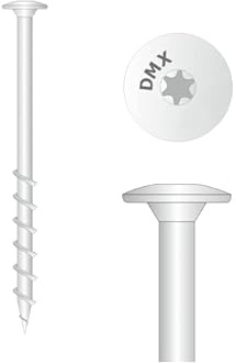 DMX - Vis à béton cellulaire avec tête disque, filetage partiel, vis de façade Vis spéciales à béton cellulaire, en acier au carbone trempé avec protection contre la corrosion - 8mm - GT - 8 x 120 mm