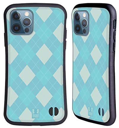 Head Case Designs Bianco E Blu Argyle Cover Ibrida Compatibile con Apple iPhone 12 / iPhone 12 PRO