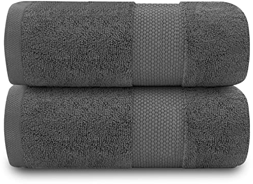 GC GAVENO CAVAILIA Extra großes Badetuch, 700 g/m², Hotelqualität, ägyptische Baumwolle, extra große Handtücher, 100 x 180 cm, extra weiches Badetuch, Anthrazit, 2-teilig