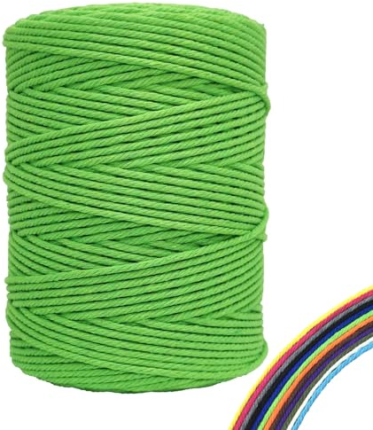FORBELL Makramee Garn, 3mm x 300m Premium Baumwollgarn, DIY Handwerk (Apfelgrün)