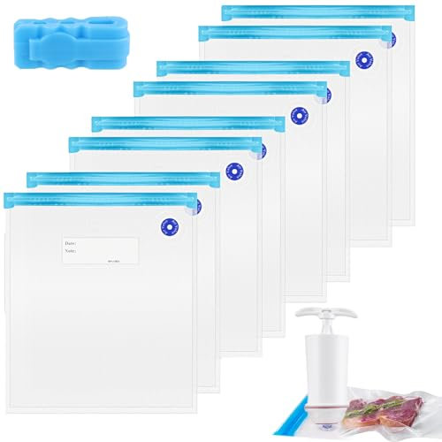 AKOLAFE 25 Stück Vakuumbeutel Lebensmittel Wiederverwendbar mit Ventil Reißverschluss 30x34cm Bpa Frei Sous Videv Beutel vakuumbehälter Vacuum Bags für Obst, Gemüse, Reise
